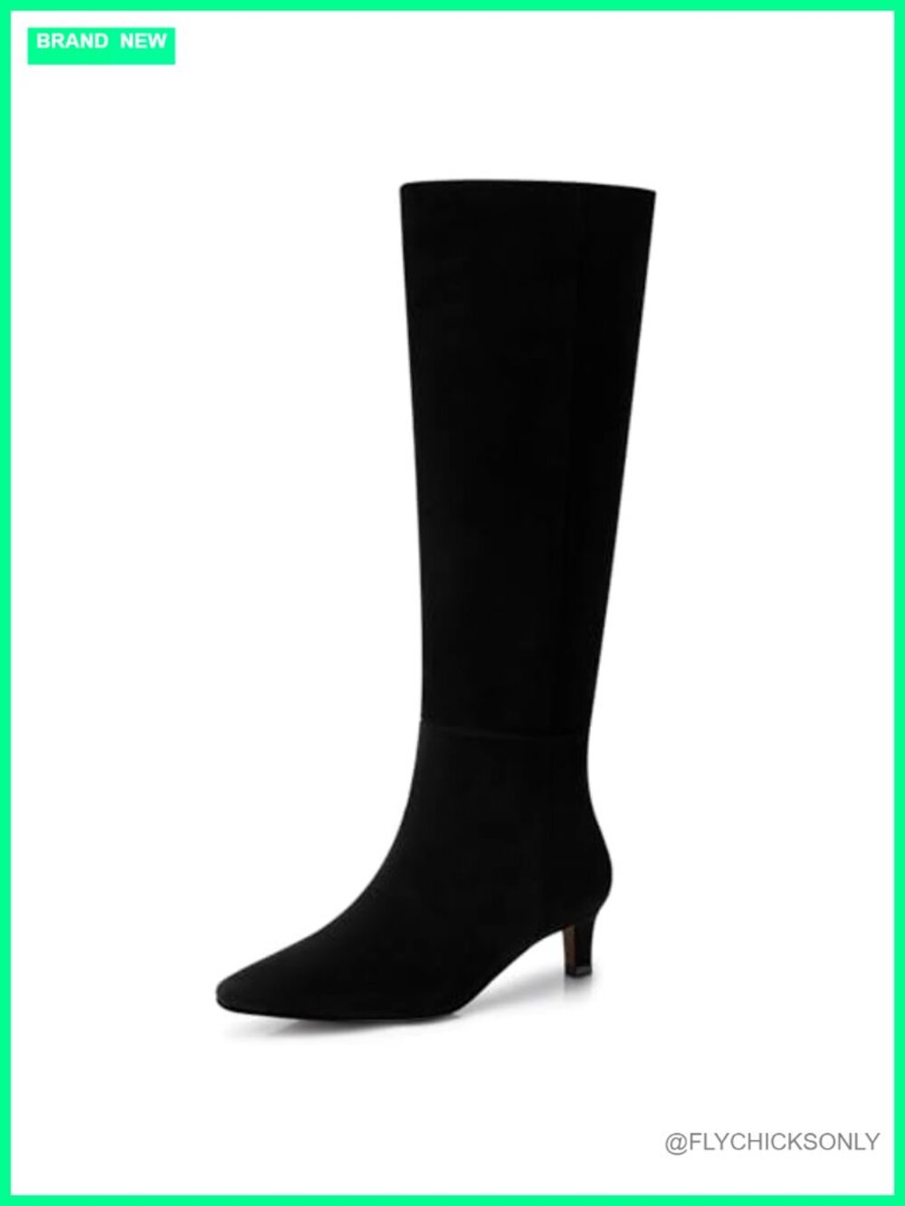Women's Knee High Wide Calf Boots Kitten Heel PU Leather Slip-On